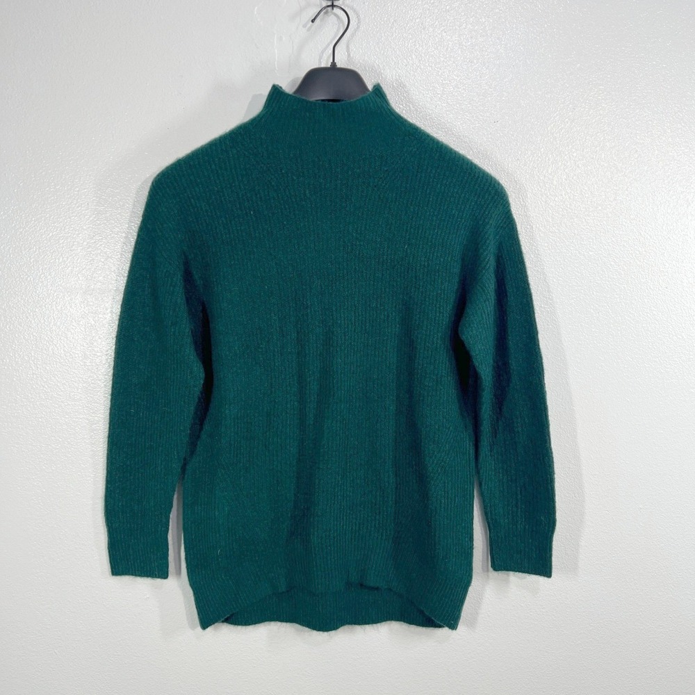 EXPRESS Mock Neck Ribbed Knit Sweater Green‎ Long Sleeve Pullover XS Oversize